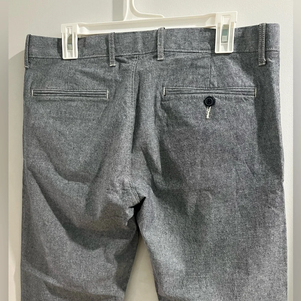 J.CREW Stretch Chambray Button Front Pants, Blue, Size 32 x 32, new!